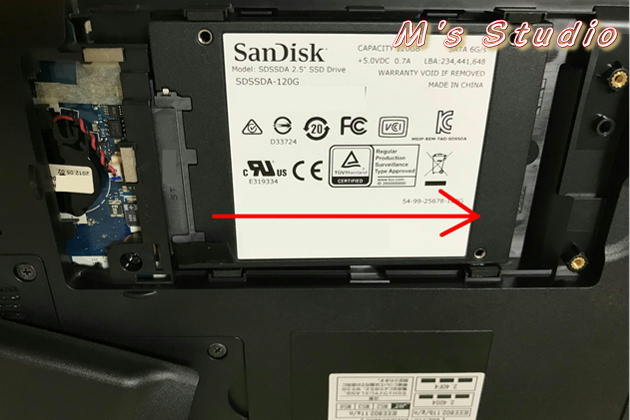 SanDisk　SSD　SDSSDA120G　HDD換装　交換　分解